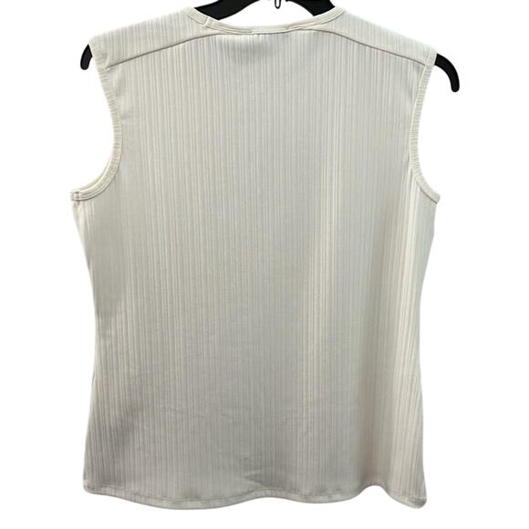 NWT Tommy Hilfiger Monogram-Button Cap-Sleve Ribbed Top Size L - Picture 4 of 5